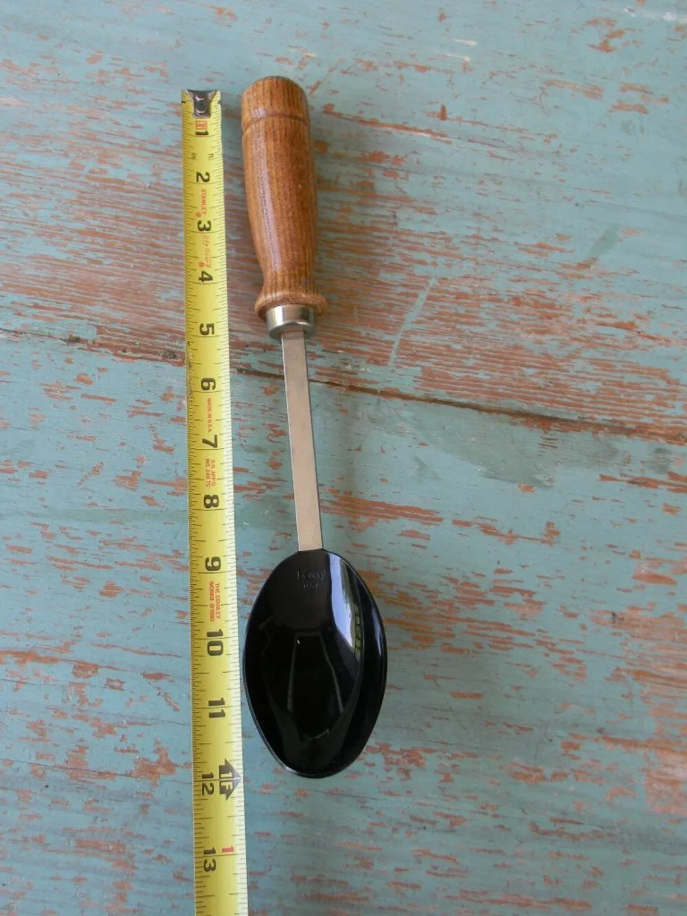 Vintage Bonny BLACK LARGE SPOON WOOD  Handle USA Utensil SERVING